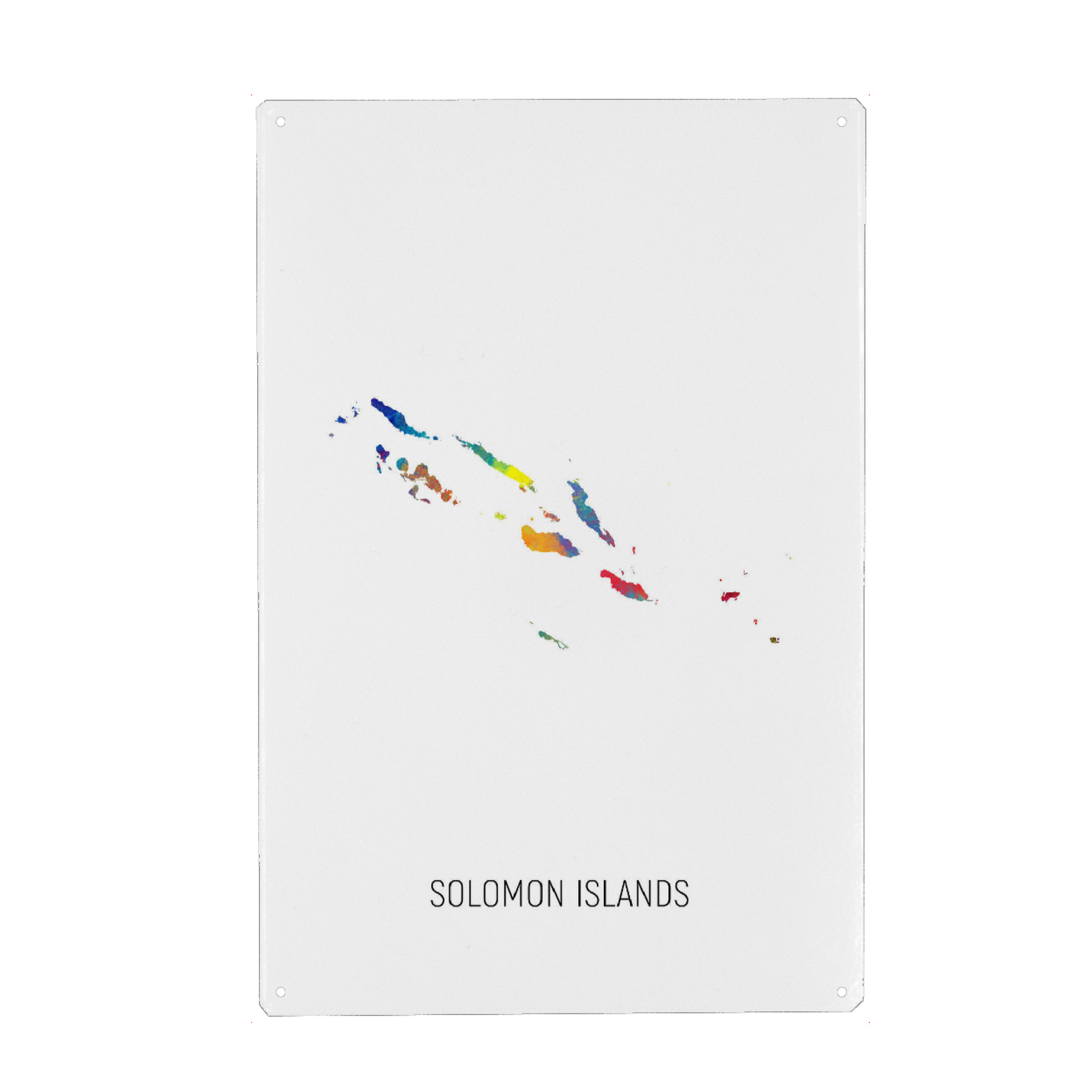 Metall Poster "Solomon Islands Watercolor Map" artboxONE - Kartografie - Solomon islands,Map,Watercolor,Painting - Blechschild