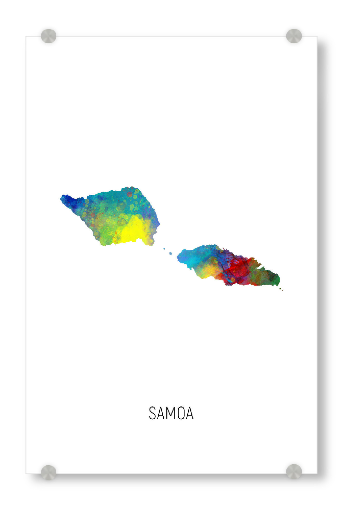 Acrylglasbild "Samoa Watercolor Map" artboxONE - Kartografie - Samoa,Map,Watercolor,Painting