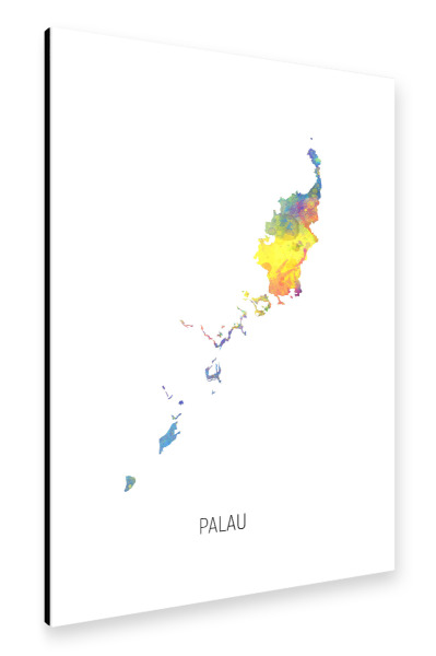 Alu-Dibond "Palau Watercolor Map" 30x20 cm artboxONE