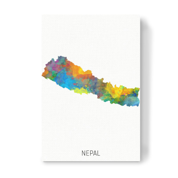 Leinwandbild "Nepal Watercolor Map" artboxONE - Kartografie - Nepal,Map,Watercolor,Painting