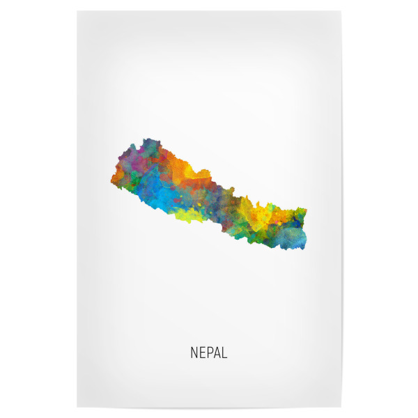 Poster 30x20 cm "Nepal Watercolor Map" artboxONE - Kartografie - Nepal,Map,Watercolor,Painting