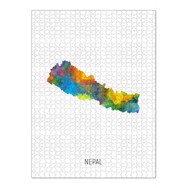Puzzle Ravensburger "Nepal Watercolor Map" artboxONE - Kartografie - Nepal,Map,Watercolor,Painting - Bild nepal