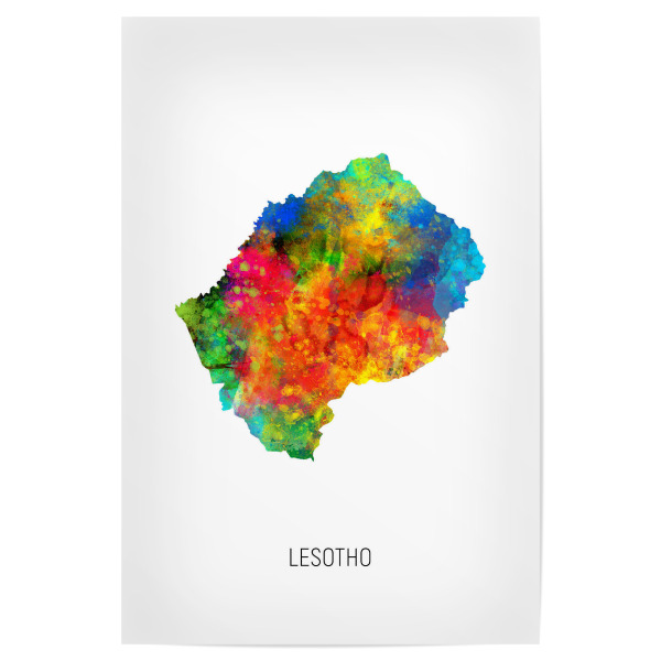 Poster 30x20 cm "Lesotho Watercolor Map" artboxONE - Kartografie - Lesotho,Map,Watercolor,Painting