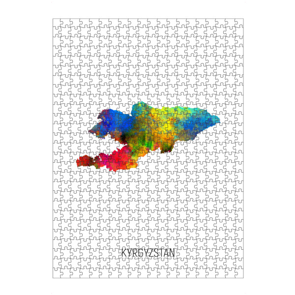 artboxONE Puzzle "Kyrgyzstan Watercolor Map" artboxONE - Kartografie - Kyrgyzstan,Map,Watercolor,Painting - Bild kyrgyzstan