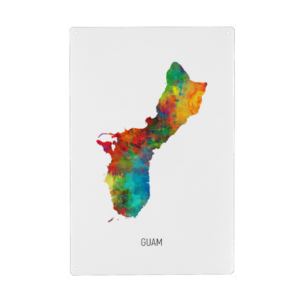 Holzbild "Guam Watercolor Map" artboxONE - Kartografie - Guam,Map,Watercolor,Painting