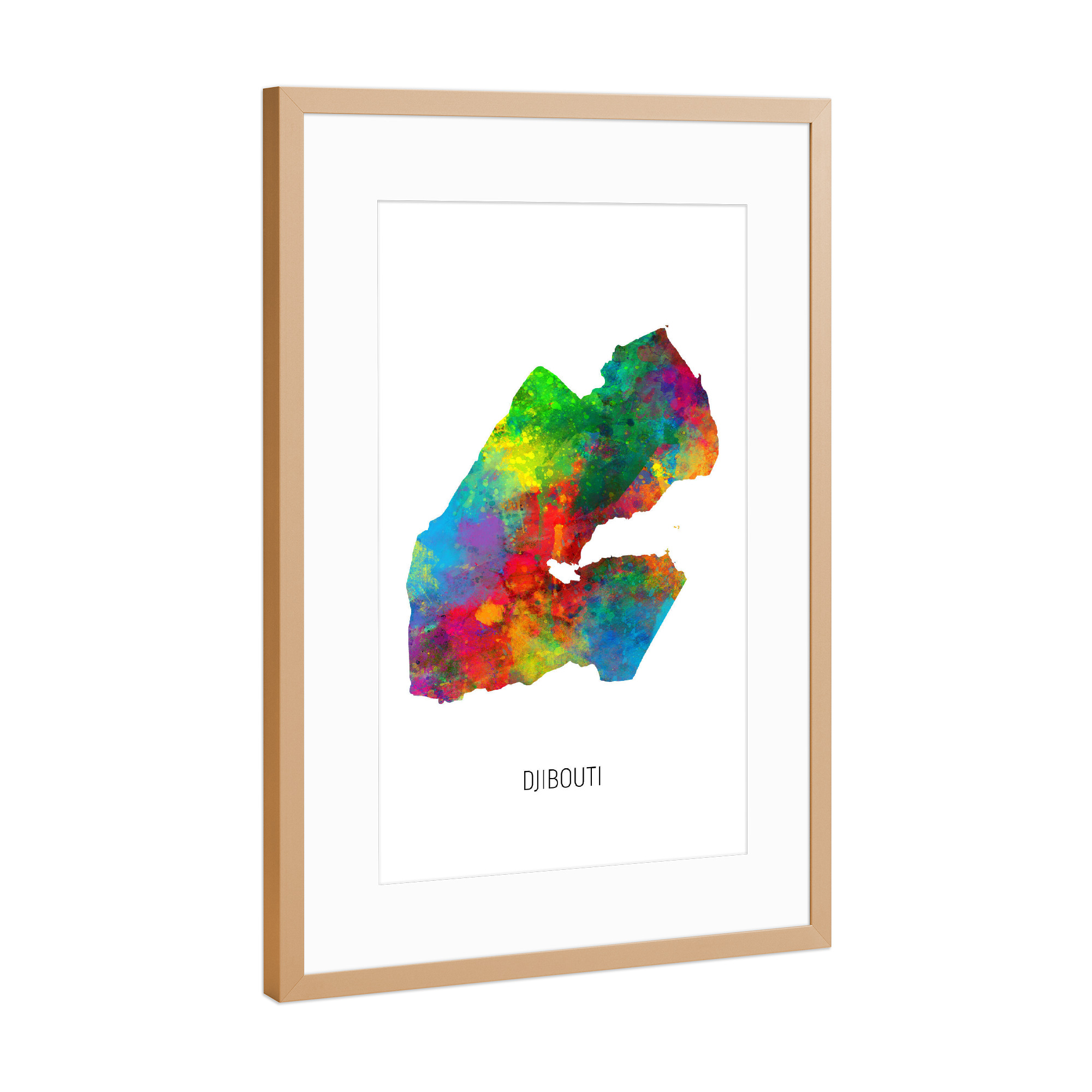 Poster mit Rahmen Kupfer "Djibouti Watercolor Map" artboxONE - Kartografie - Djibouti,Map,Watercolor,Painting