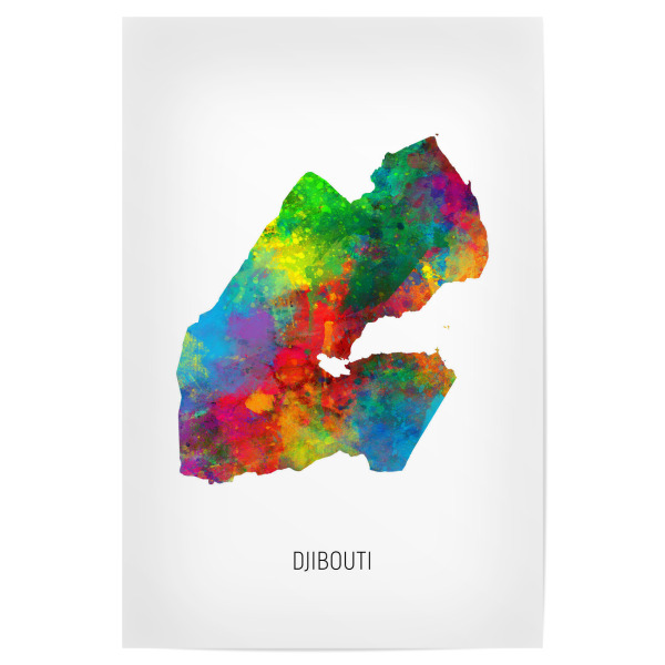 Poster 30x20 cm "Djibouti Watercolor Map" artboxONE - Kartografie - Djibouti,Map,Watercolor,Painting