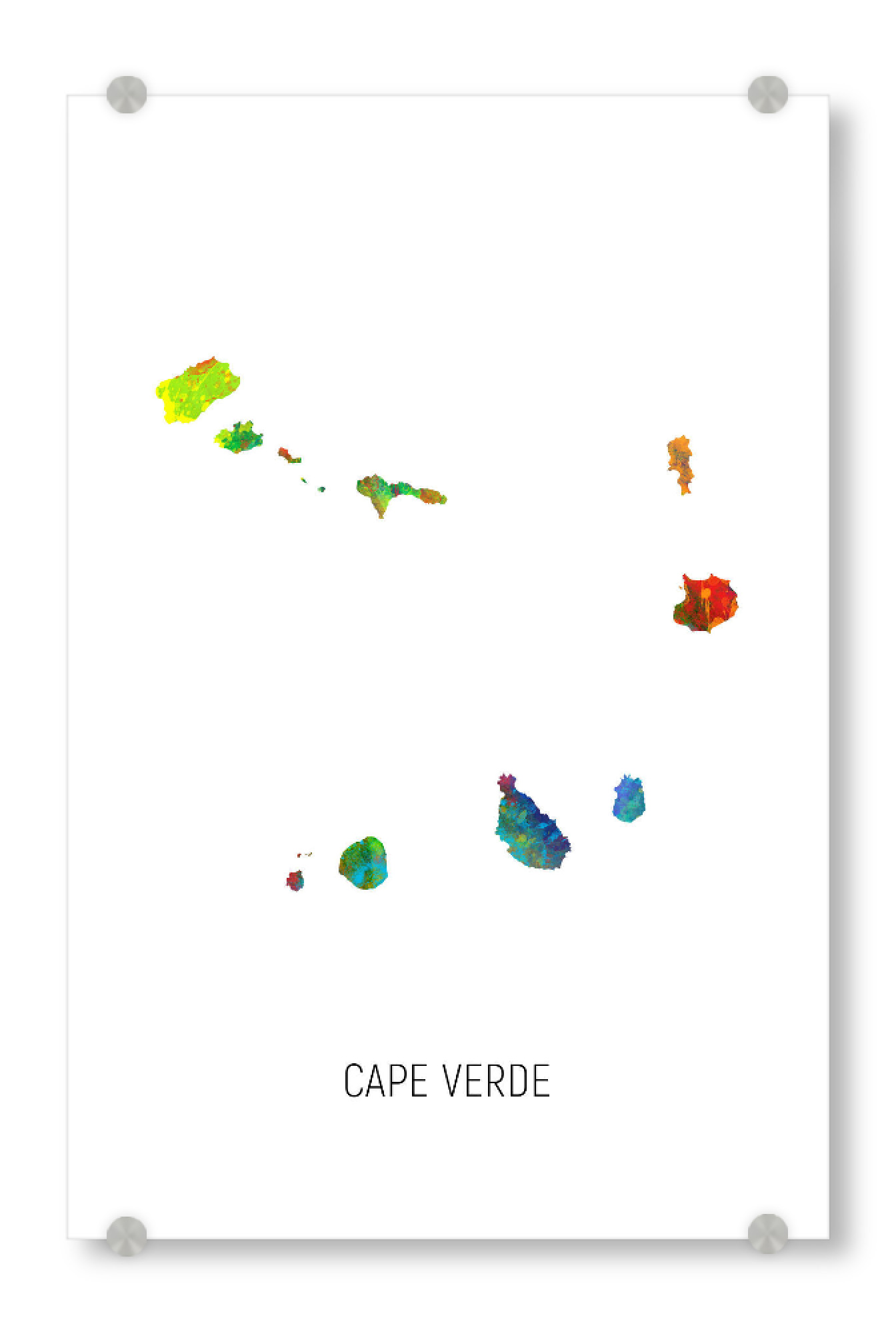 Acrylglasbild "Cape Verde Watercolor Map" artboxONE - Kartografie - Cape verde,Map,Watercolor,Painting
