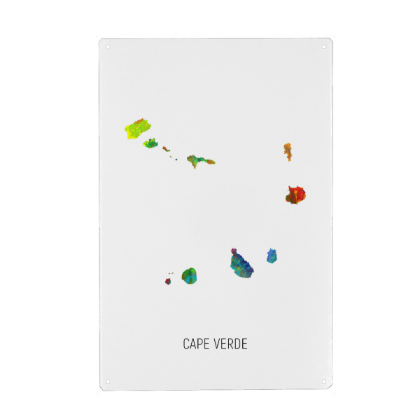 Holzbild "Cape Verde Watercolor Map" artboxONE - Kartografie - Cape verde,Map,Watercolor,Painting