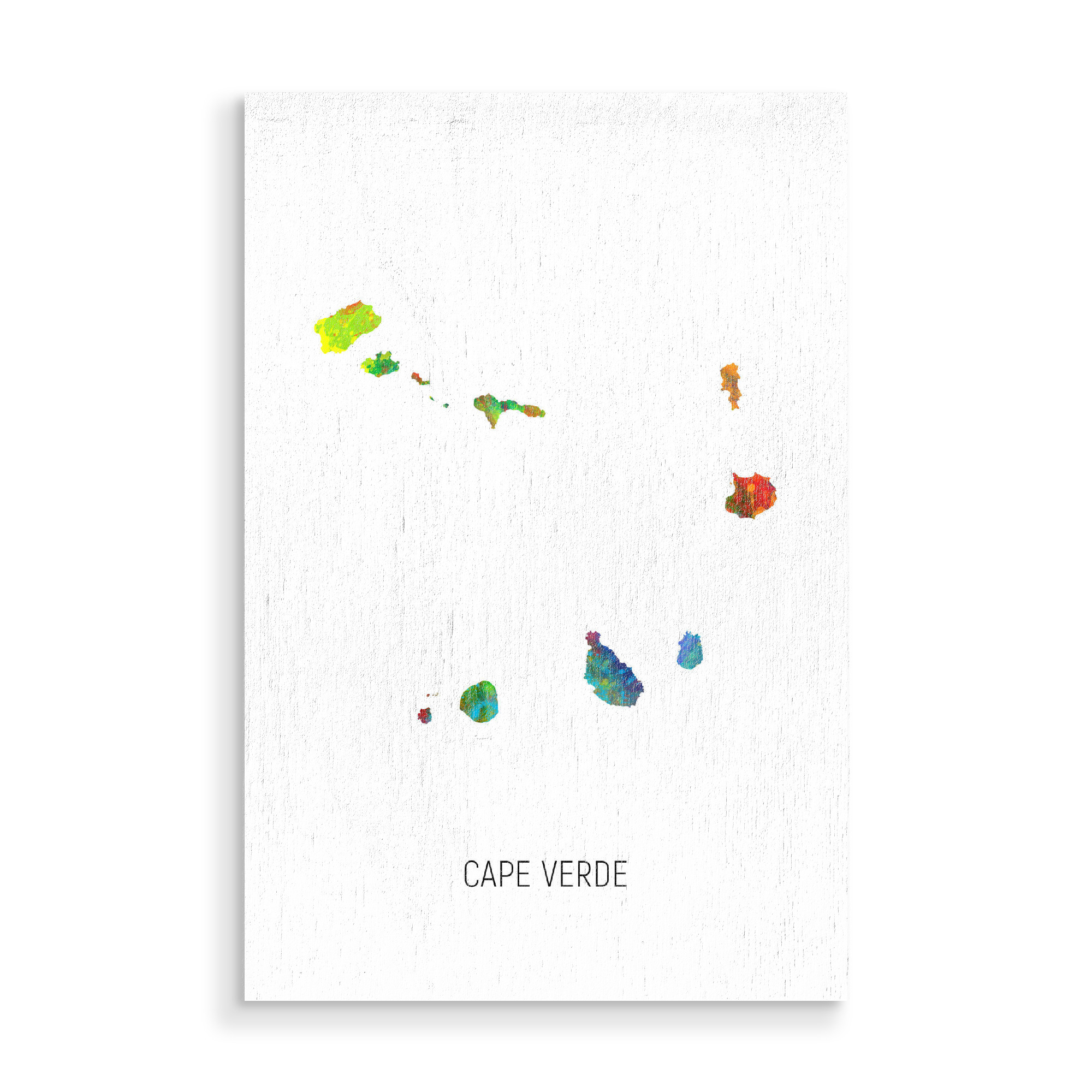 Holzbild "Cape Verde Watercolor Map" artboxONE - Kartografie - Cape verde,Map,Watercolor,Painting