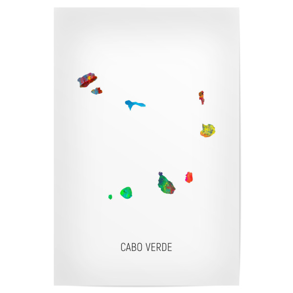 Poster 30x20 cm "Cabo Verde Watercolor Map" artboxONE - Kartografie - Cabo verde,Map,Watercolor,Painting