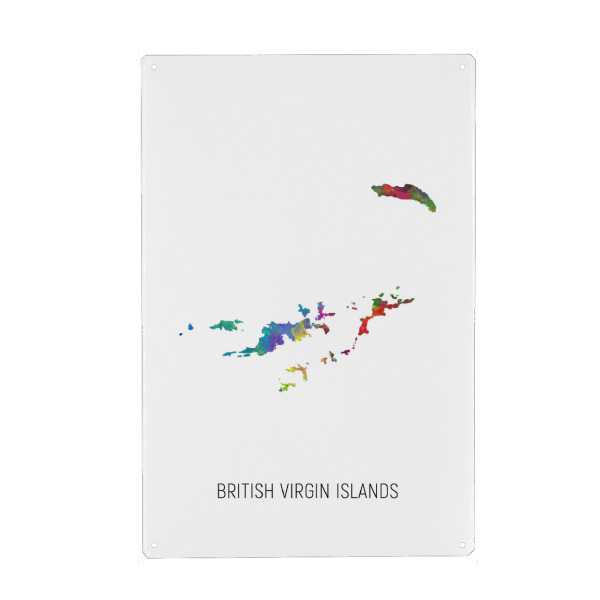 Metall Poster "British Virgin Islands Map" artboxONE - Kartografie - British virgin islands,Map,Watercolor,Painting - Blechschild