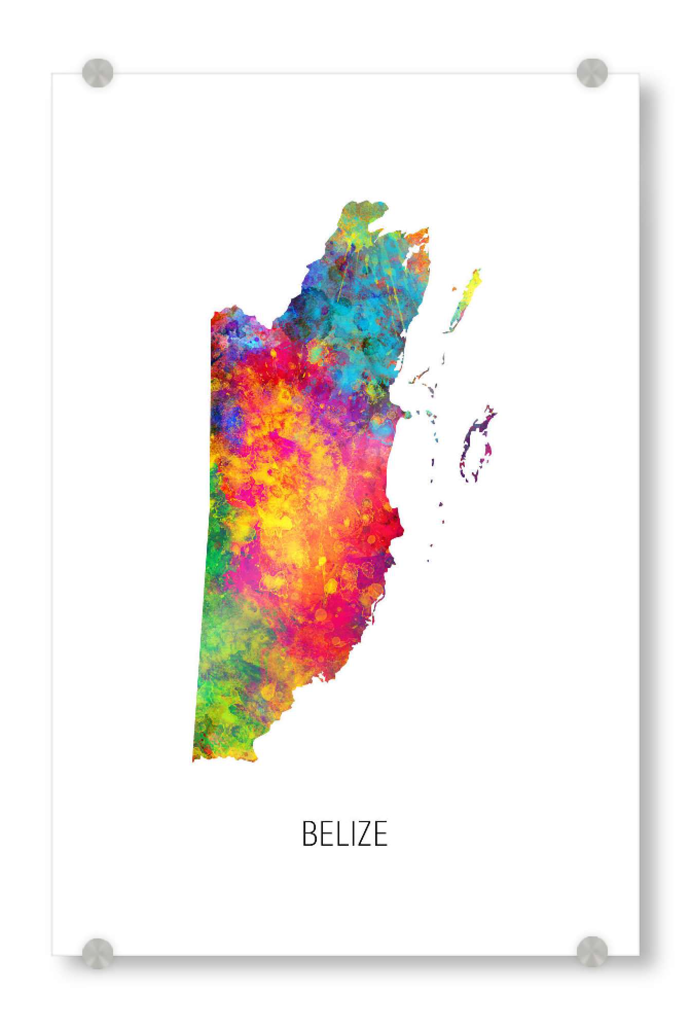 Acrylglasbild "Belize Watercolor Map" artboxONE - Kartografie - Belize,Map,Watercolor,Painting