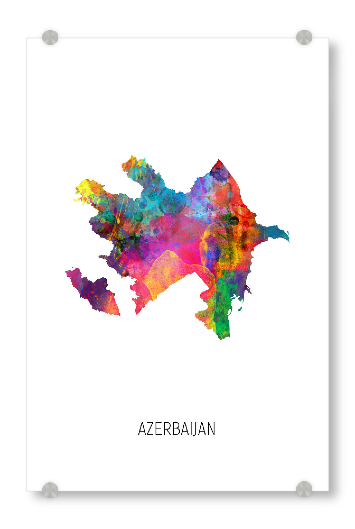 Acrylglasbild "Azerbaijan Watercolor Map" artboxONE - Kartografie - Azerbaijan,Map,Watercolor,Painting