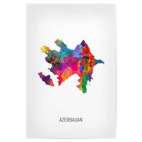 Poster 30x20 cm "Azerbaijan Watercolor Map" artboxONE - Kartografie - Azerbaijan,Map,Watercolor,Painting