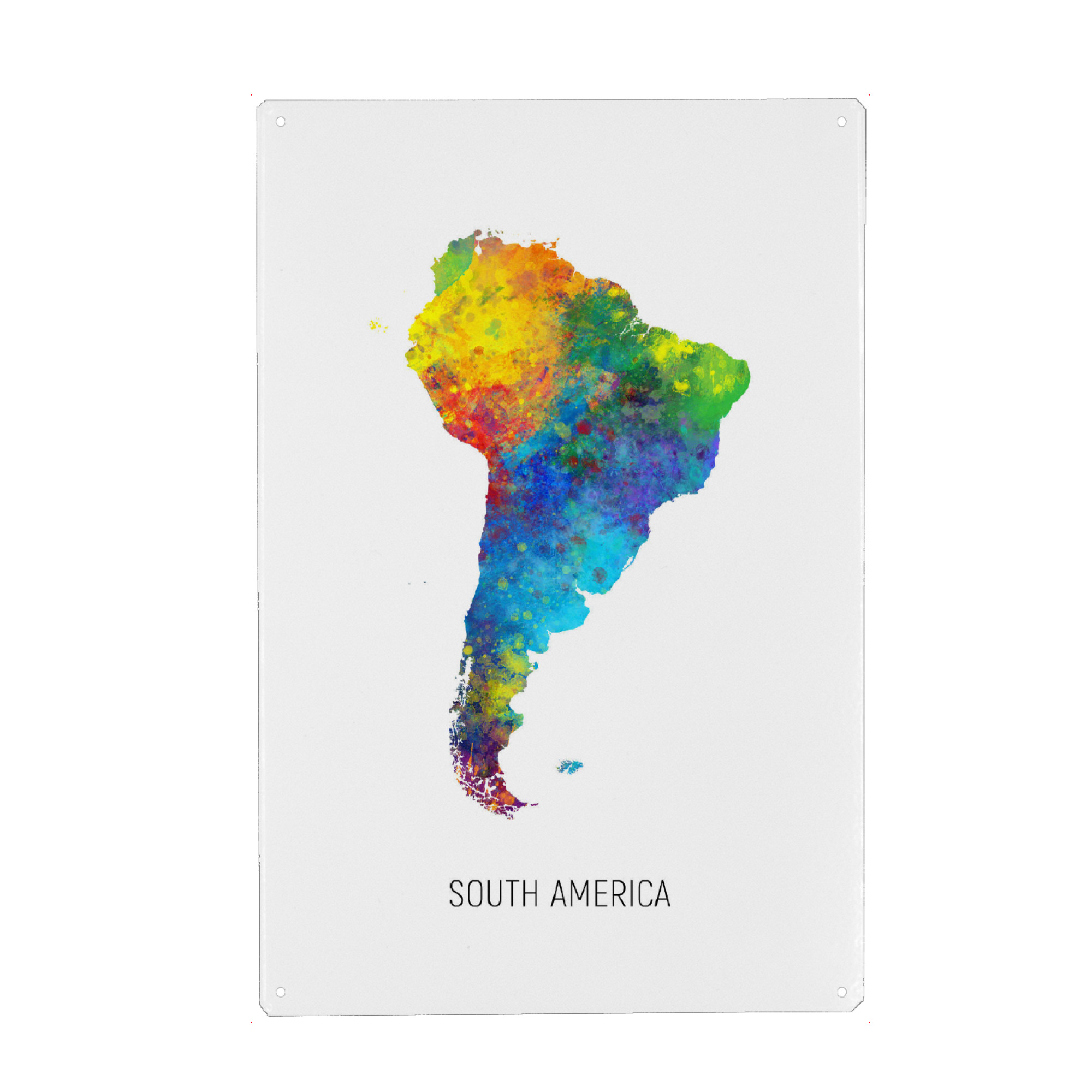 Metall Poster "South America Watercolor Map" artboxONE - Kartografie - South america,Map,Watercolor,Painting,Latin amercia - Blechschild