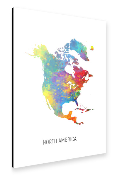 Alu-Dibond "North America Watercolor Map" 30x20 cm artboxONE