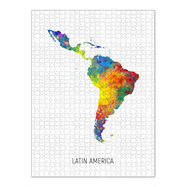 Puzzle Ravensburger "Latin America Watercolor Map" artboxONE - Kartografie - Latin america,Map,Watercolor,Painting,South america