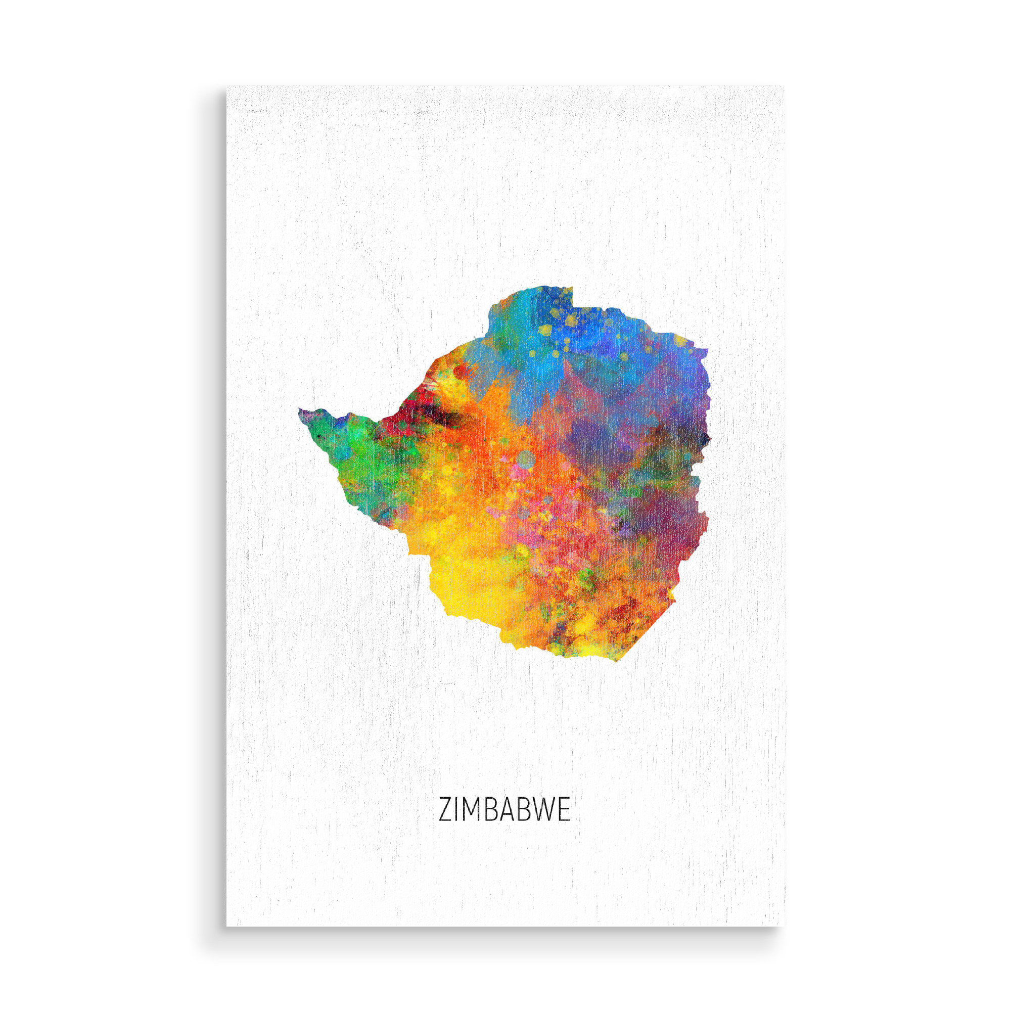 Holzbild "Zimbabwe Watercolor Map" artboxONE - Kartografie - Zimbabwe,Map,Watercolor,Painting
