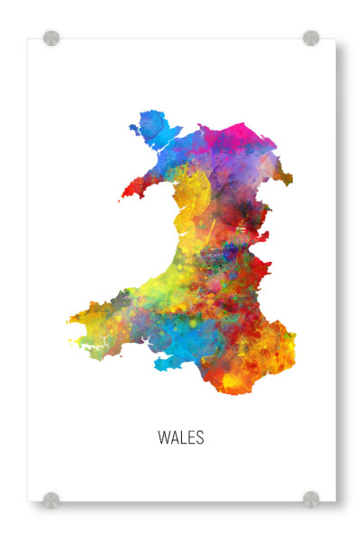 Acrylglasbild "Wales Watercolor Map" artboxONE - Kartografie - Wales,Map,Watercolor,Painting