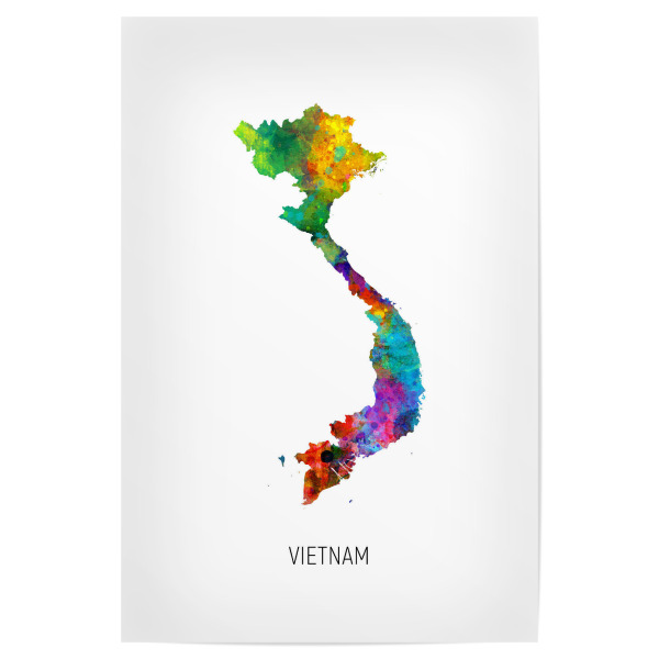 Poster "Vietnam Watercolor Map" artboxONE - Kartografie - Vietnam,Map,Watercolor,Painting