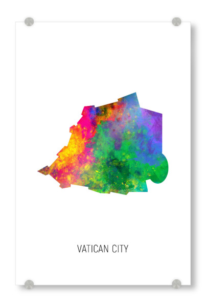 Acrylglasbild "Vatican City Watercolor Map" artboxONE - Kartografie - Vatican city,Map,Watercolor,Painting