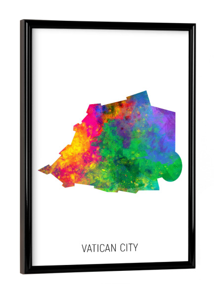 Poster mit schwarzem Rahmen "Vatican City Watercolor Map" artboxONE - Kartografie - Vatican city,Map,Watercolor,Painting