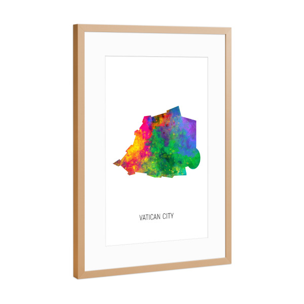 Poster mit Rahmen Kupfer "Vatican City Watercolor Map" artboxONE - Kartografie - Vatican city,Map,Watercolor,Painting
