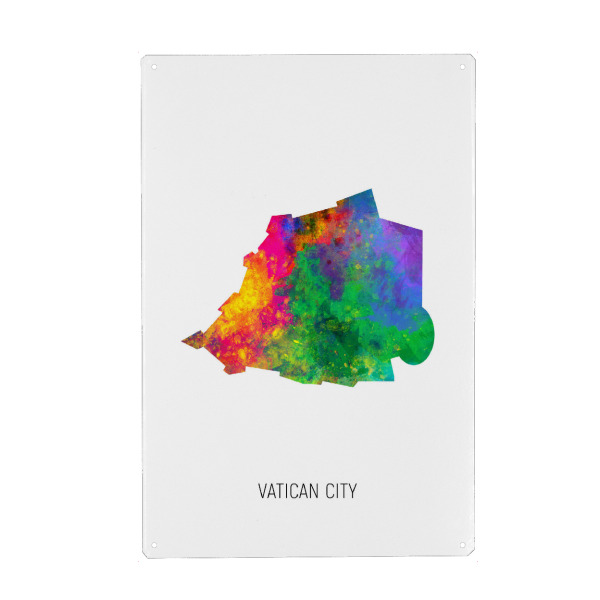 Holzbild "Vatican City Watercolor Map" artboxONE - Kartografie - Vatican city,Map,Watercolor,Painting