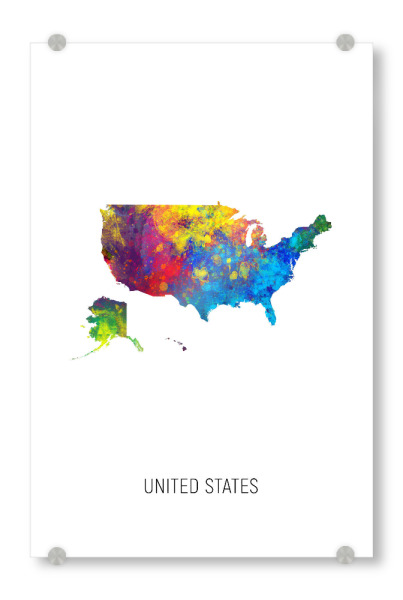 Acrylglasbild "United States Watercolor Map" artboxONE - Kartografie - United states,Map,Watercolor,Painting
