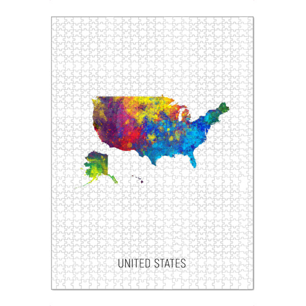 Puzzle Ravensburger "United States Watercolor Map" artboxONE - Kartografie - United states,Map,Watercolor,Painting - Bild united states