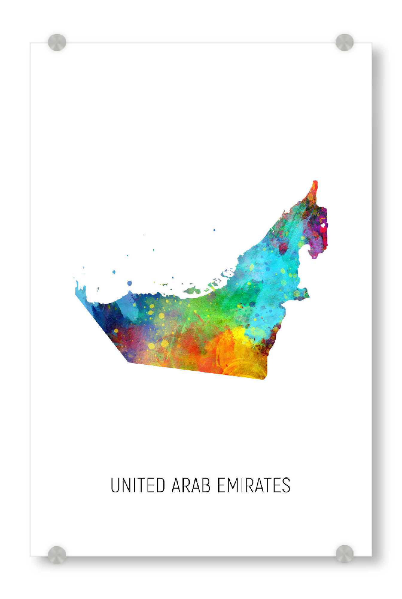 Acrylglasbild "United Arab Emirates Map" artboxONE - Kartografie - United arab emirates,Map,Watercolor,Painting,Uae