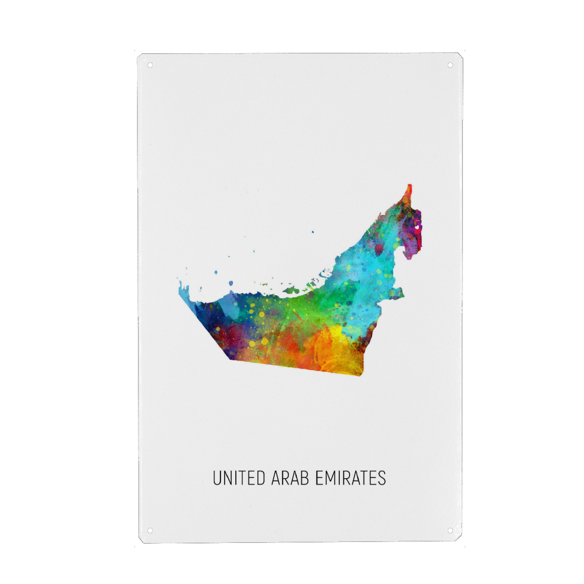 Holzbild "United Arab Emirates Map" artboxONE - Kartografie - United arab emirates,Map,Watercolor,Painting,Uae