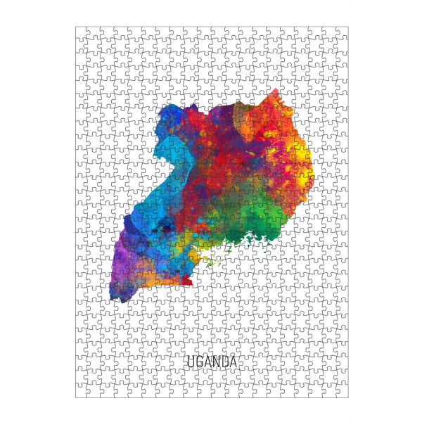 artboxONE Puzzle "Uganda Watercolor Map" artboxONE - Kartografie - Uganda,Map,Watercolor,Painting - Bild uganda