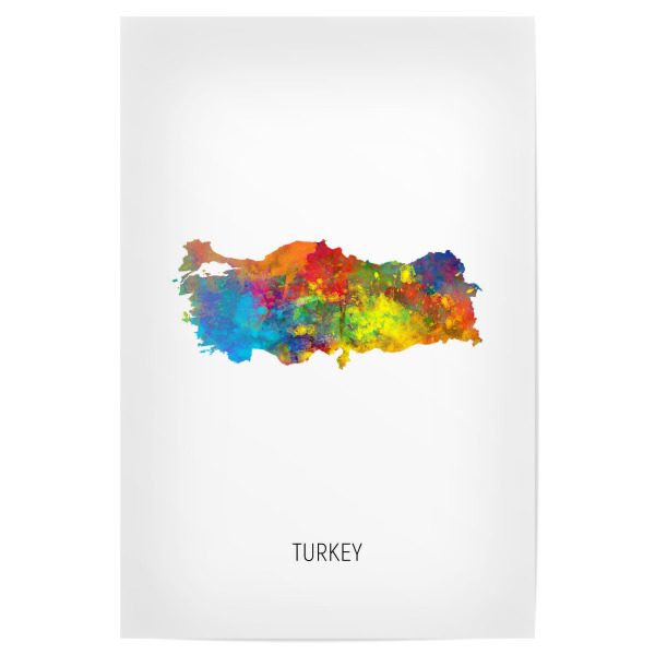 Poster 30x20 cm "Turkey Watercolor Map" artboxONE - Kartografie - Turkey,Map,Watercolor,Painting