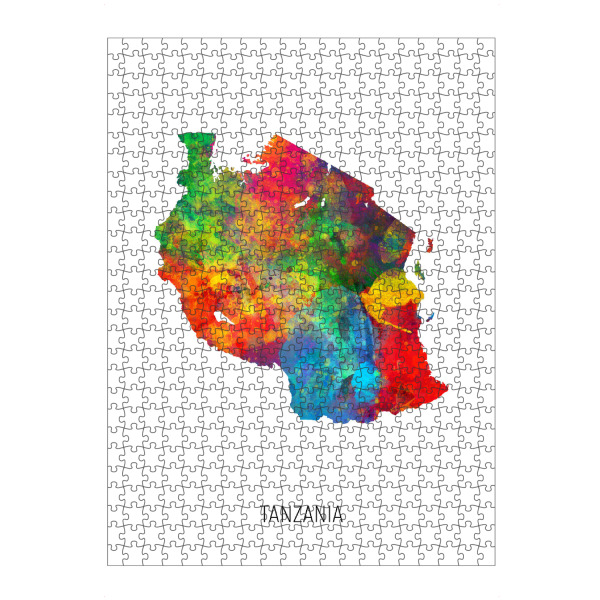 Puzzle Ravensburger "Tanzania Watercolor Map" artboxONE - Kartografie - Tanzania,Map,Watercolor,Painting - Bild tanzania