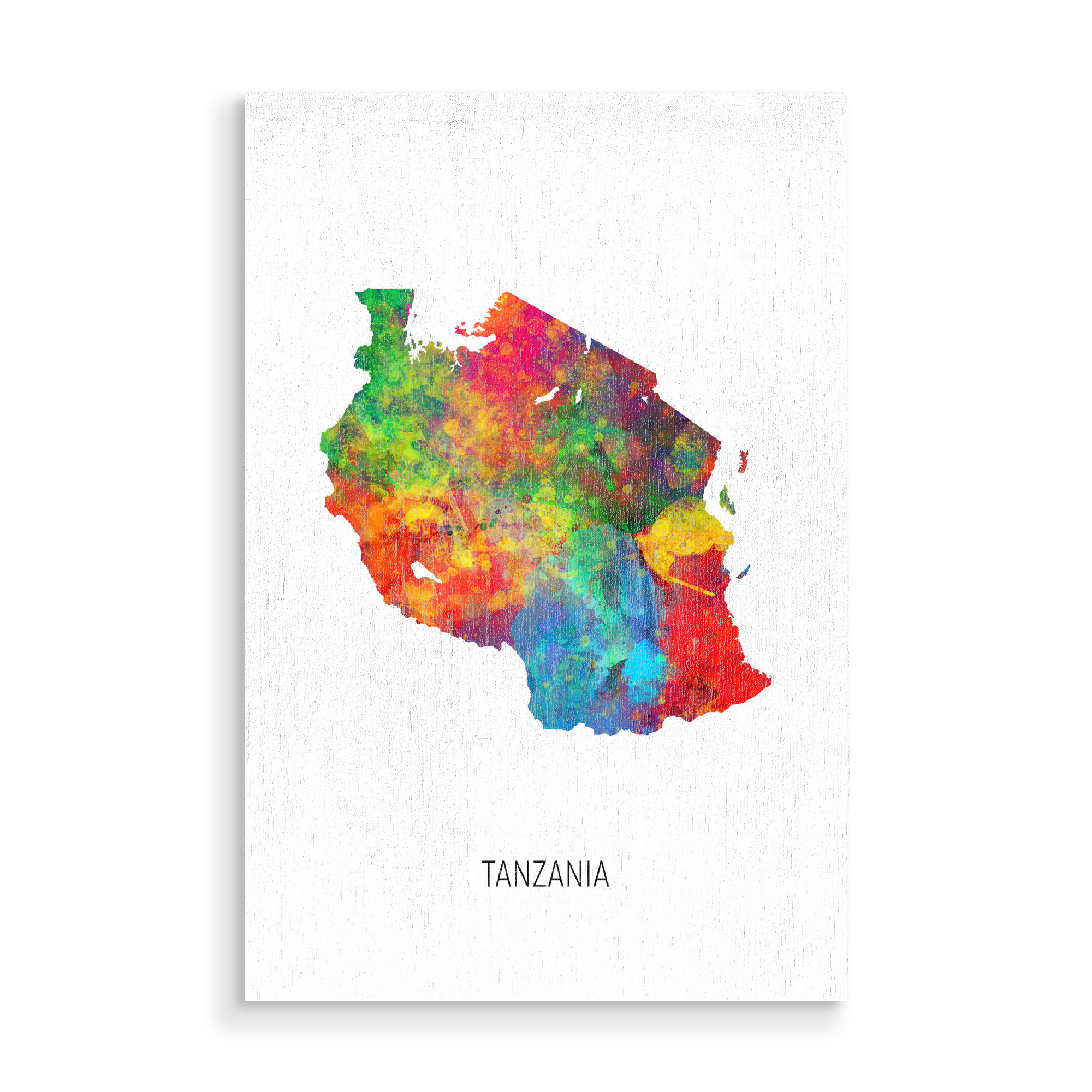 Holzbild "Tanzania Watercolor Map" artboxONE - Kartografie - Tanzania,Map,Watercolor,Painting