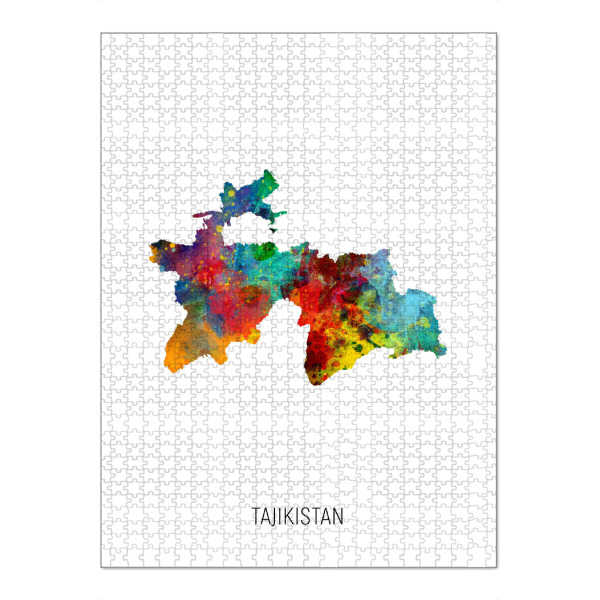 Puzzle Ravensburger "Tajikistan Watercolor Map" artboxONE - Kartografie - Tajikistan,Map,Watercolor,Painting - Bild tajikistan