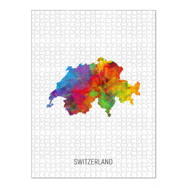 Puzzle Ravensburger "Switzerland Watercolor Map" artboxONE - Kartografie - Switzerland,Map,Watercolor,Painting - Bild switzerland