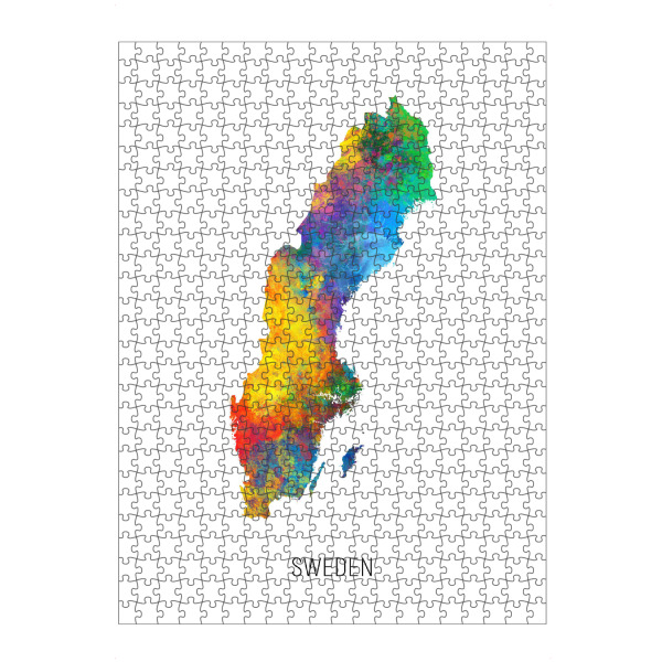 Puzzle Ravensburger "Sweden Watercolor Map" artboxONE - Kartografie - Sweden,Map,Watercolor,Painting - Bild sweden