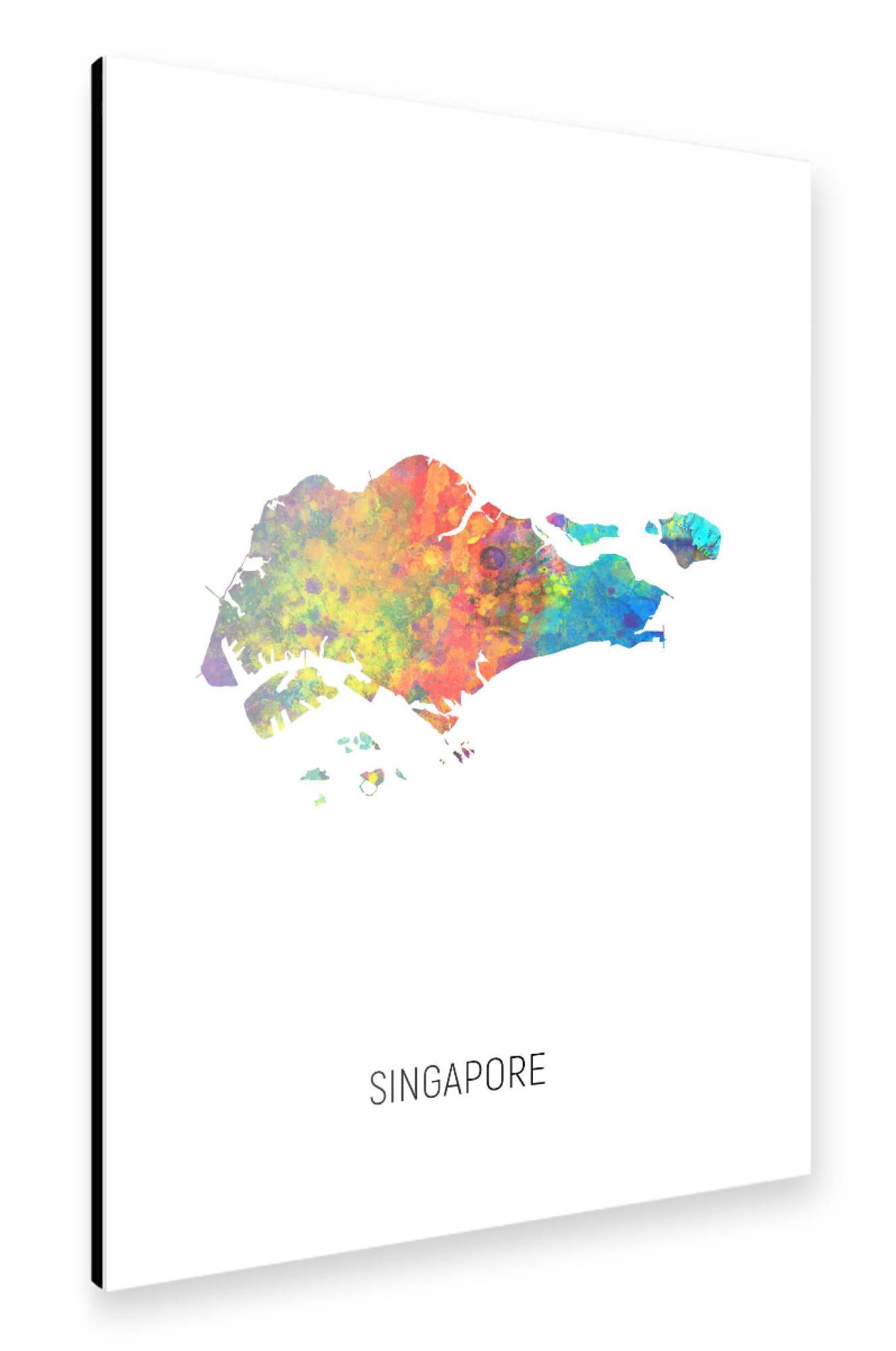 Alu-Dibond "Singapore Watercolor Map" 30x20 cm artboxONE