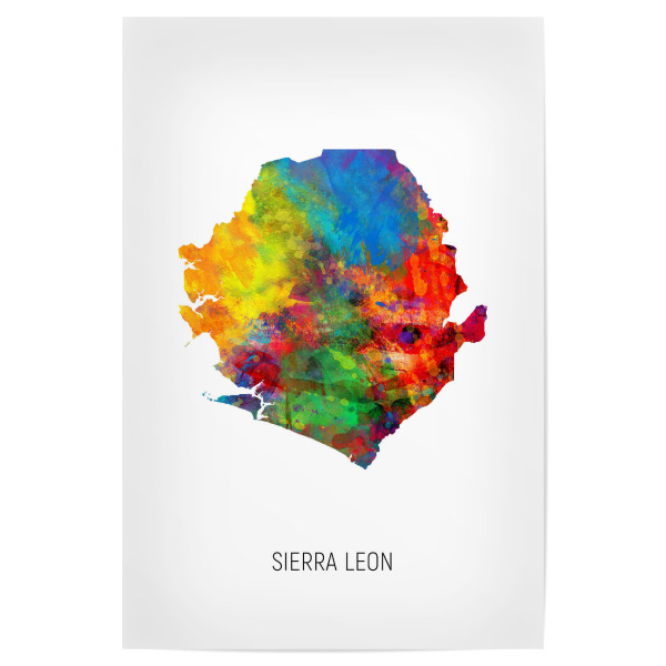 Poster 30x20 cm "Sierra Leon Watercolor Map" artboxONE - Kartografie - Sierra leon,Map,Watercolor,Painting