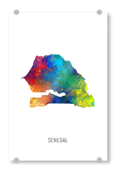 Acrylglasbild "Senegal Watercolor Map" artboxONE - Kartografie - Senegal,Map,Watercolor,Painting
