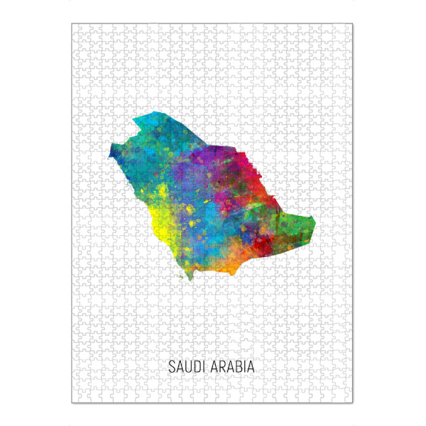 Puzzle Ravensburger "Saudi Arabia Watercolor Map" artboxONE - Kartografie - Saudi arabia,Map,Watercolor,Painting - Bild saudi arabia