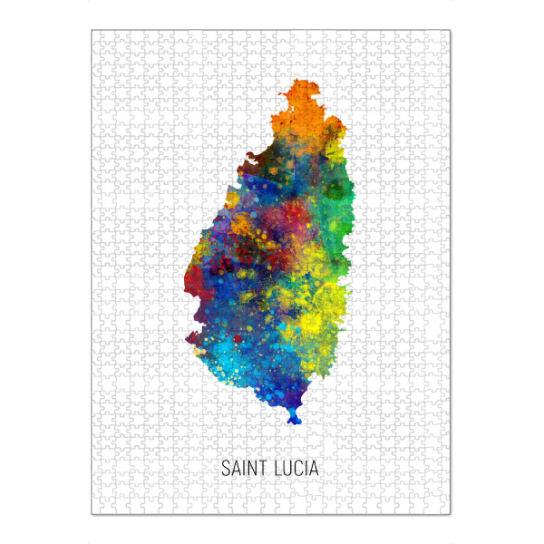 Puzzle Ravensburger "Saint Lucia Watercolor Map" artboxONE - Kartografie - Saint lucia,Map,Watercolor,Painting - Bild saint lucia