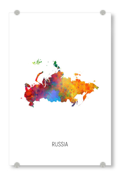 Acrylglasbild "Russia Watercolor Map" artboxONE - Kartografie - Russia,Map,Watercolor,Painting