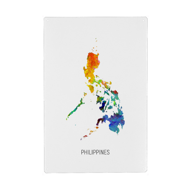 Holzbild "Philippines Watercolor Map" artboxONE - Kartografie - Philippines,Map,Watercolor,Painting