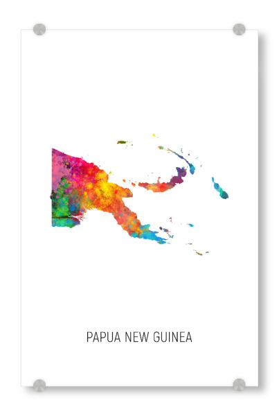 Acrylglasbild "Papua New Guinea Watercolor Map" artboxONE - Kartografie - Papua new guinea,Map,Watercolor,Painting