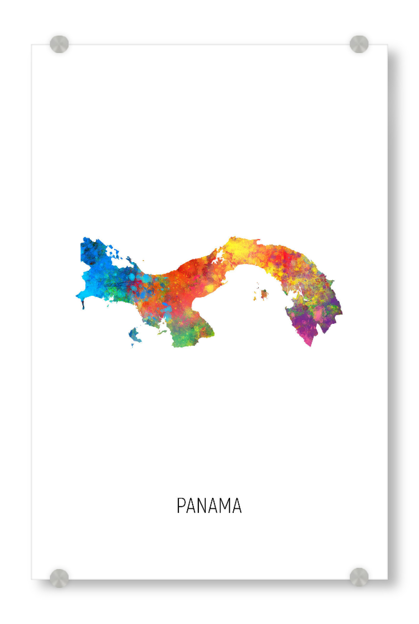 Acrylglasbild "Panama Watercolor Map" artboxONE - Kartografie - Panama,Map,Watercolor,Painting