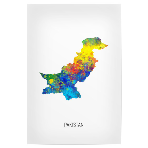 Poster "Pakistan Watercolor Map" artboxONE - Kartografie - Pakistan,Map,Watercolor,Painting